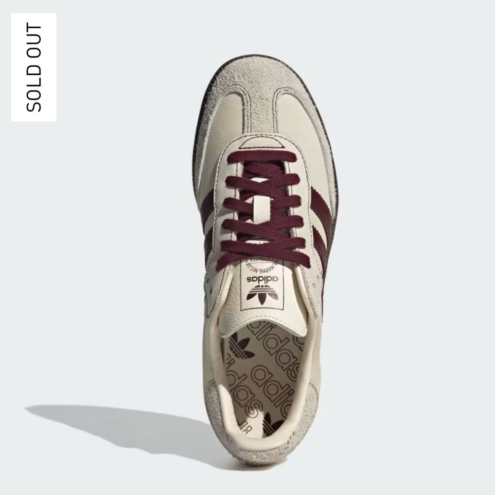 NWT Adidas Samba OG W Cloud White Maroon Size Women's 9 - Picture 2 of 16